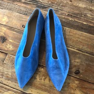COS Blue suede shoes! Pointed toe